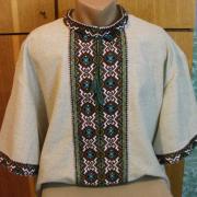 Мужская вышиванка лен с коротким рукавом