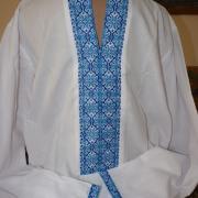 Мужская вышиванка с голубым орнаментом купить Киев