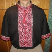 Чоловіча вишиванка чорна літня з коротким рукавом