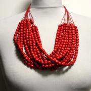 Многослойное украинское деревянное ожерелье "Красочная ветка" фото