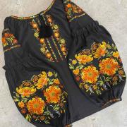 Чорна вишиванка жіноча "Петриківський розпис" купити