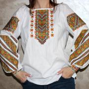 Вишита біла блузка "Гуцульскі віти" купити