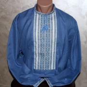 Синя вишита сорочка "Полковник" замовити