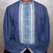 Синя українська вишиванка "Соловей співає" купити