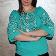 Бірюзова українська блузка "Алатирка" купити вишиванку Харків