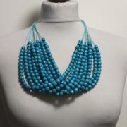 Голубые бусы в украинском стиле "Лесная роса"