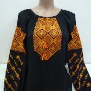 Черная женская вышиванка с желтой вышивкой