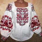 Біла жіноча вишиванка на котоні "Знаки долі" фото