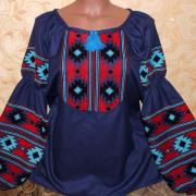 Синя жіноча вишиванка  в стилі бохо "Кармеліта" фото