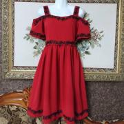 Вышитое платье красного цвета "Касандра" фото