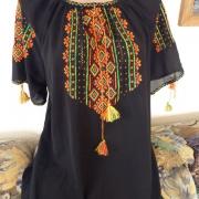 Черная женская блуза из шифона с вышивкой купить Киев