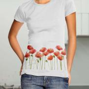 Женская футболка ручной росписи "маковый цвет" фото