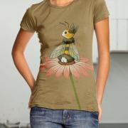 Женская футболка ручной росписи "Кролик или пчелка" фото