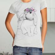 Футболка ручной росписи "Весенний кролик" фото