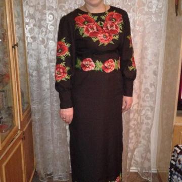Украинское платье "Маки на сером"